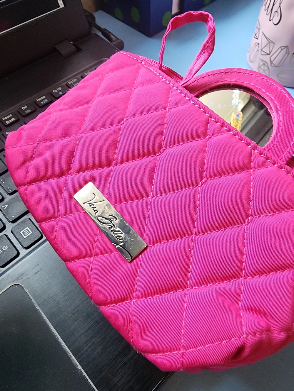 Vera Bradley Quilted Pink Cosmetic Pouch 6.5x5